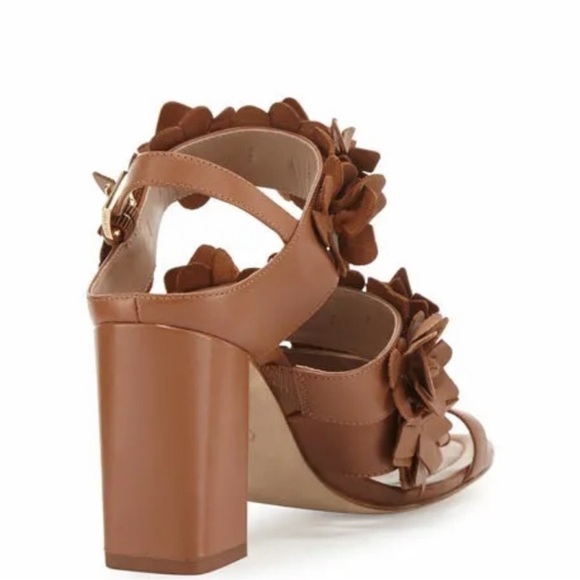 NWOB Tory Burch Women's Brown 65 mm Nappa Leather Blossom Heel Block Sandal 9.5 - Picture 4 of 16